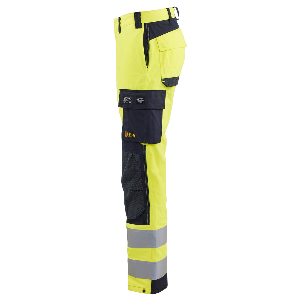 Blaklader 1588 Multinorm Inherent Trousers Hi Vis Yellow Navy Blue Left