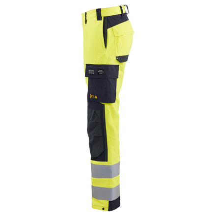 Blaklader 1588 Multinorm Inherent Trousers Hi Vis Yellow Navy Blue Left
