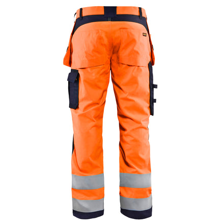 Blaklader 1589 Multinorm Inherent Trousers Hi Vis Orange Navy Blue Back