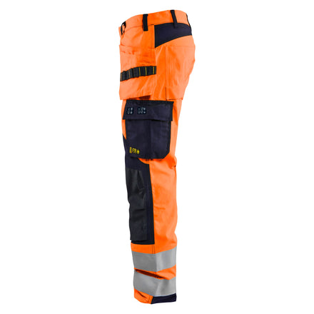 Blaklader 1589 Multinorm Inherent Trousers Hi Vis Orange Navy Blue Left