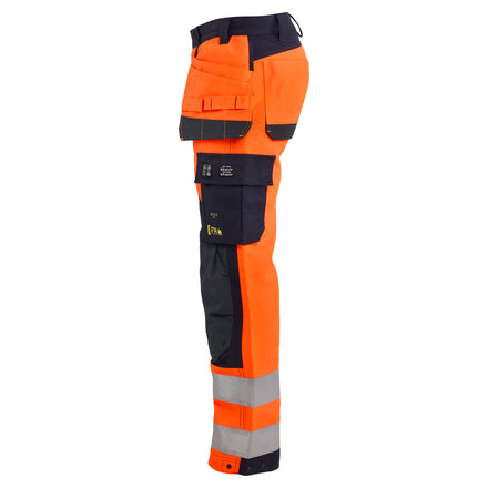 Blaklader 1589 Multinorm Inherent Trousers Hi Vis Orange Navy Blue Left