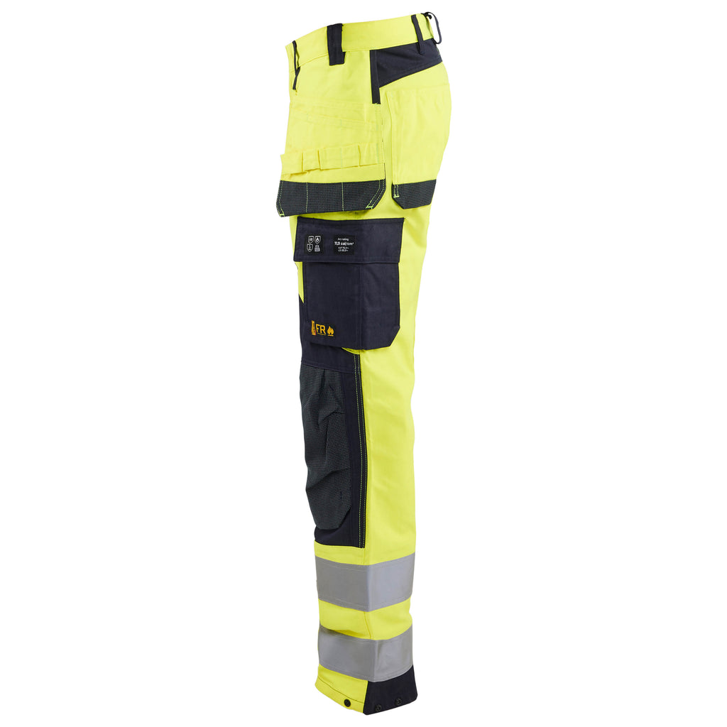 Blaklader 1589 Multinorm Inherent Trousers Hi Vis Yellow Navy Blue Left