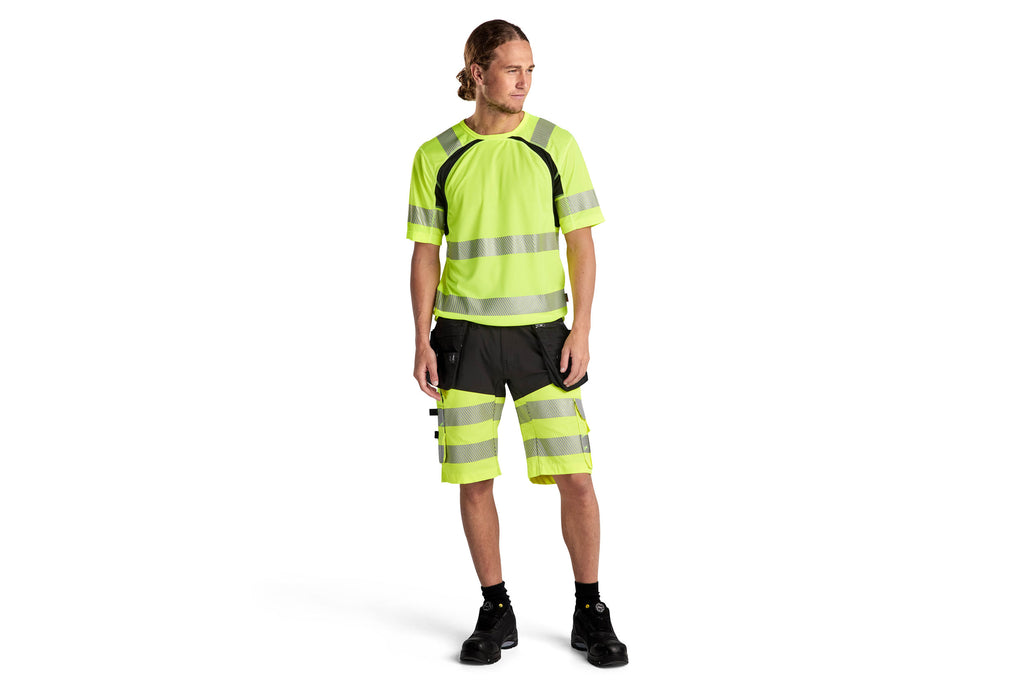 Blaklader 1596 Black/Hi-Vis Yellow Shorts With Stretch