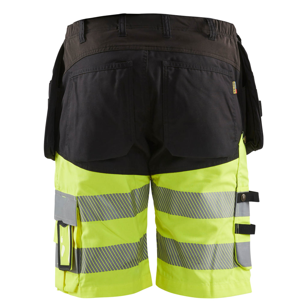 Blaklader 1596 Hi Vis Shorts With Stretch Black Hi Vis Yellow Back