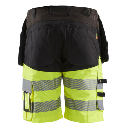 Blaklader 1596 Hi Vis Shorts With Stretch Black Hi Vis Yellow Back