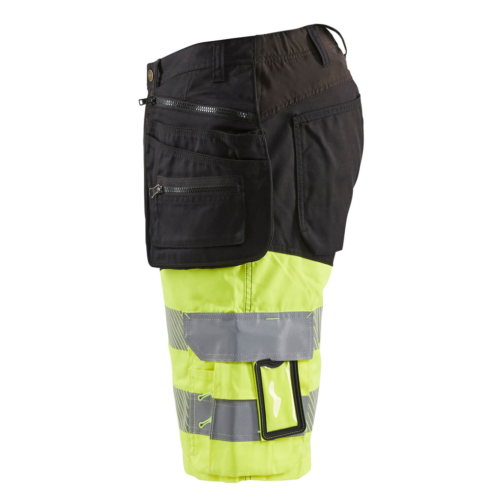 Blaklader 1596 Hi Vis Shorts With Stretch Black Hi Vis Yellow Left