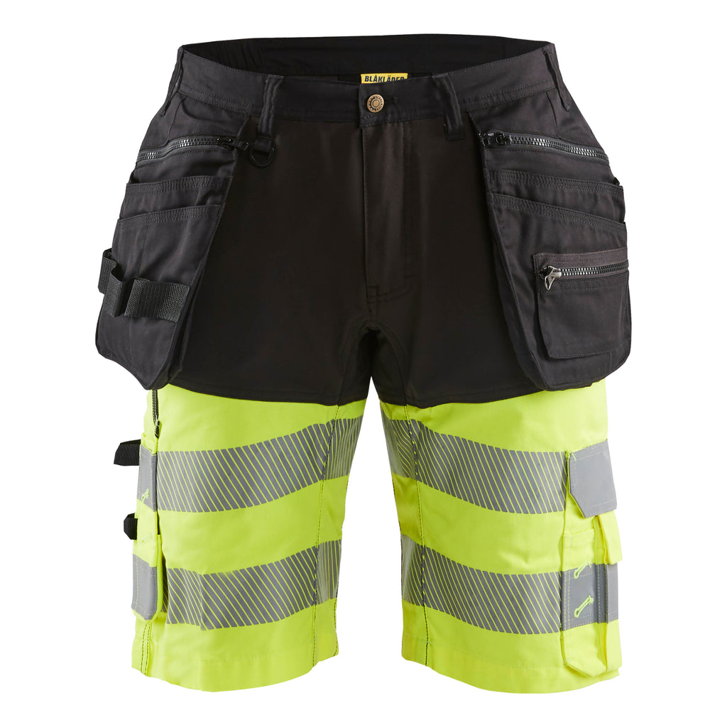 Blaklader 1596 Hi Vis Shorts With Stretch Black Hi Vis Yellow Main