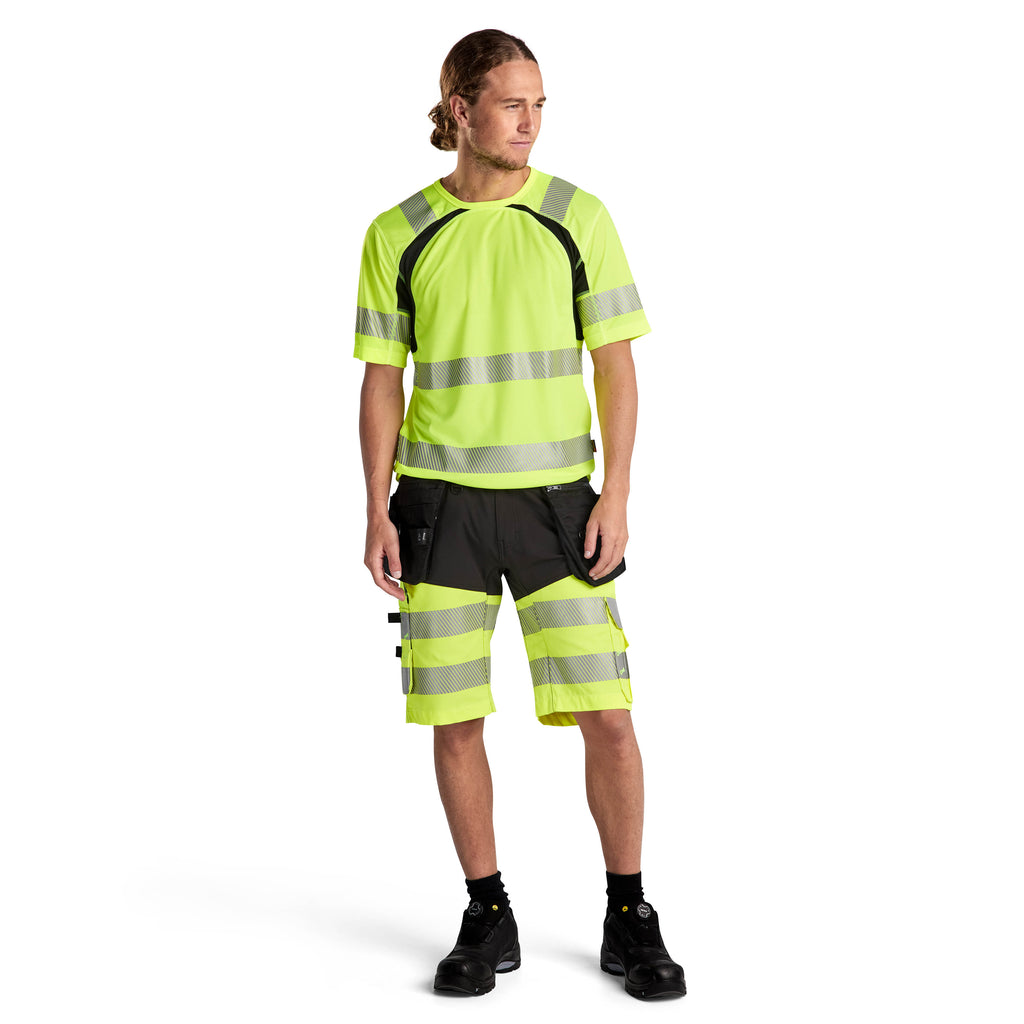 Blaklader 1596 Hi Vis Shorts With Stretch Black Hi Vis Yellow Model