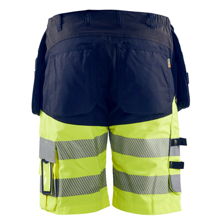 Blaklader 1596 Hi Vis Shorts With Stretch Navy Blue Hi Vis Yellow Back