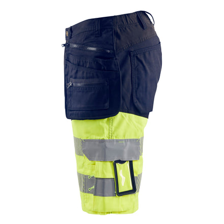 Blaklader 1596 Hi Vis Shorts With Stretch Navy Blue Hi Vis Yellow Left