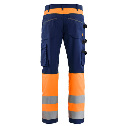 Blaklader 1708 Hi Vis Trouser Navy Blue Orange Back