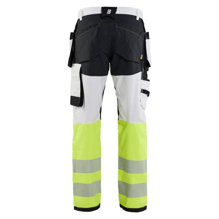 Blaklader 1775 Painters Hi Vis Trousers White Hi Vis Yellow Back