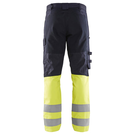 Blaklader 1787 Multinorm Inherent Trousers With Stretch Navy Blue Hi Vis Yellow Back