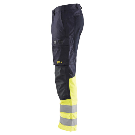 Blaklader 1787 Multinorm Inherent Trousers With Stretch Navy Blue Hi Vis Yellow Left