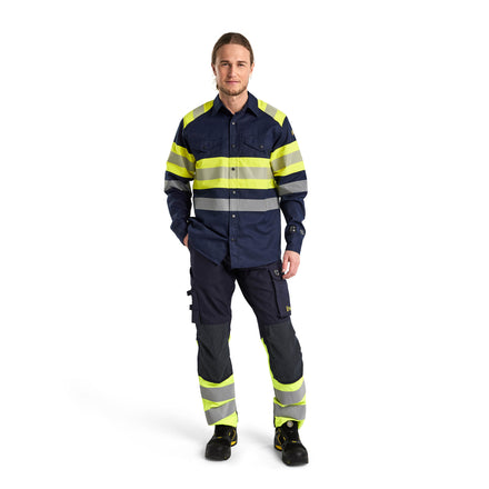Blaklader 1787 Multinorm Inherent Trousers With Stretch Navy Blue Hi Vis Yellow Model