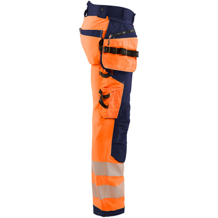 Blaklader 1820 Hi Vis Softshell Trousers Hi Vis Orange Navy Blue Right