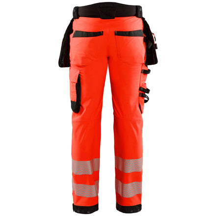 Blaklader 1820 Hi Vis Softshell Trousers Hi Vis Red Black Back