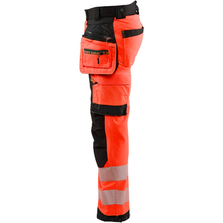 Blaklader 1820 Hi Vis Softshell Trousers Hi Vis Red Black Left