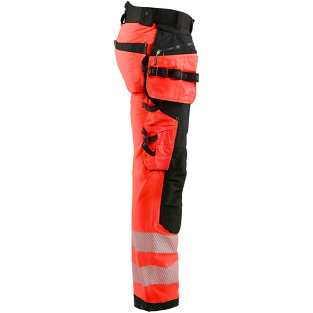 Blaklader 1820 Hi Vis Softshell Trousers Hi Vis Red Black Right
