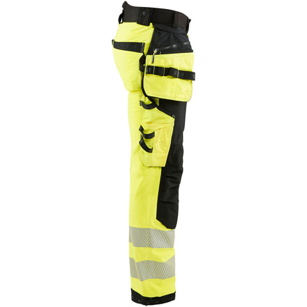 Blaklader 1820 Hi-Vis Yellow/Black Softshell Trousers With Holster Pockets