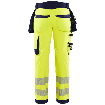Blaklader 1820 Hi Vis Softshell Trousers Hi Vis Yellow Navy Blue Back