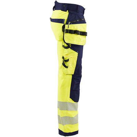 Blaklader 1820 Hi Vis Softshell Trousers Hi Vis Yellow Navy Blue Right