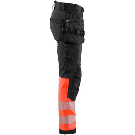 Blaklader 1821 Hi Vis Softshell Trousers Black Hi Vis Red Right