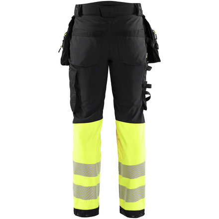 Blaklader 1821 Hi Vis Softshell Trousers Black Hi Vis Yellow Back
