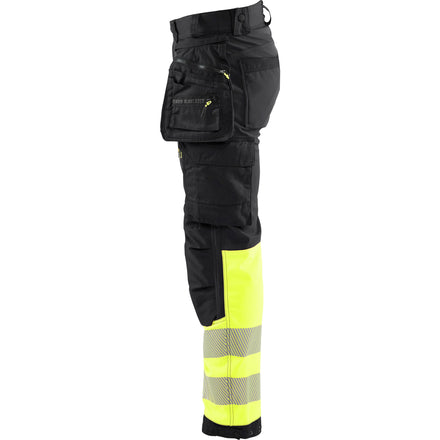 Blaklader 1821 Hi Vis Softshell Trousers Black Hi Vis Yellow Left