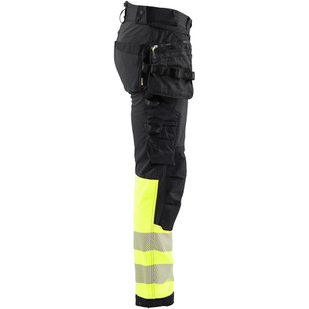 Blaklader 1821 Hi Vis Softshell Trousers Black Hi Vis Yellow Right