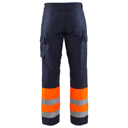 Blaklader 1869 Multinorm Winter Trousers Navy Blue Hi Vis Orange Back