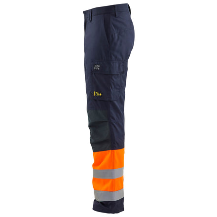 Blaklader 1869 Multinorm Winter Trousers Navy Blue Hi Vis Orange Left