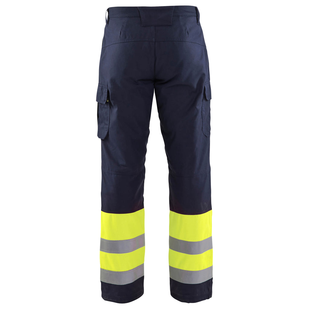 Blaklader 1869 Multinorm Winter Trousers Navy Blue Hi Vis Yellow Back