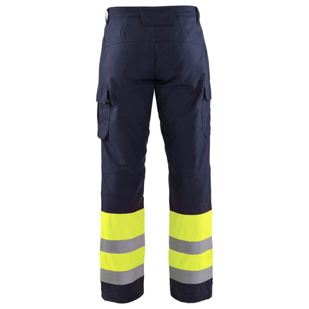 Blaklader 1869 Multinorm Winter Trousers Navy Blue Hi Vis Yellow Back