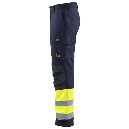 Blaklader 1869 Multinorm Winter Trousers Navy Blue Hi Vis Yellow Left