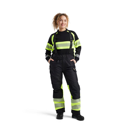 Blaklader 1877 Hi Vis Shell Trousers Black Hi Vis Yellow Model Woman