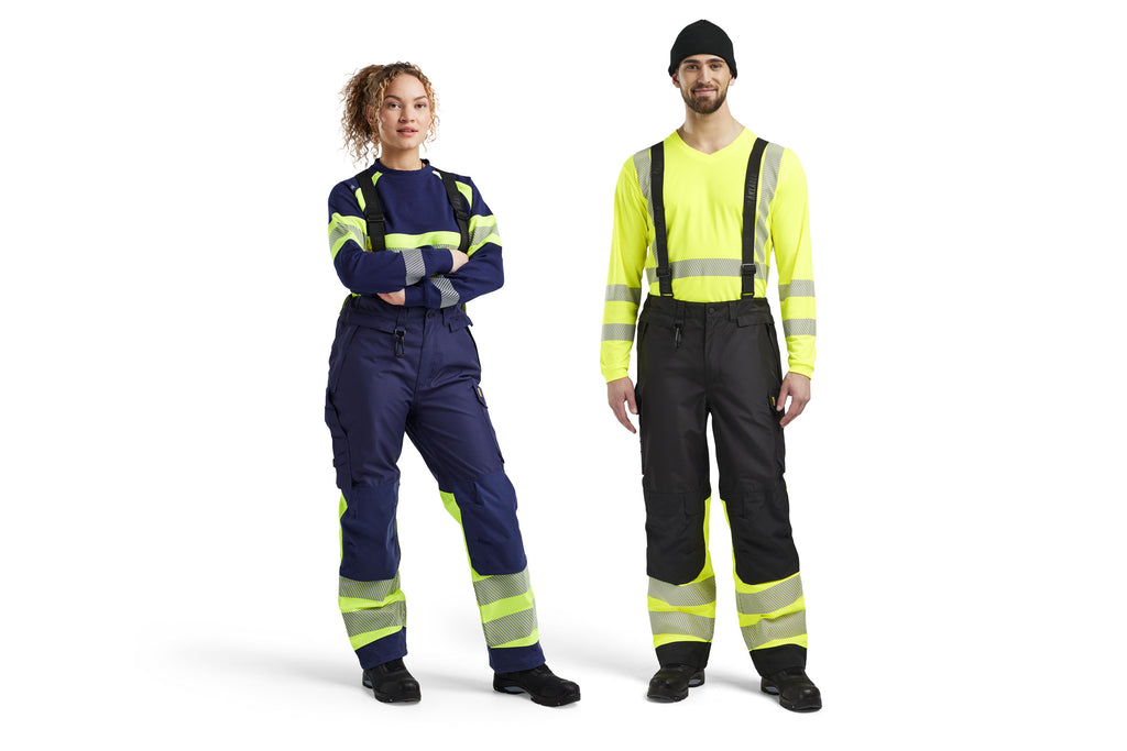 Blaklader 1877 Navy Blue/Hi-Vis Yellow Shell Trousers With Holster Pockets