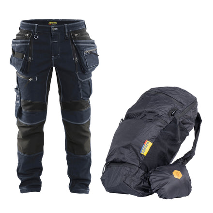 Blaklader Bundle: 1990 Navy Blue/Black Craftsman Trousers Stretch X1900 + Free Backpack