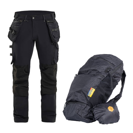 Blaklader Bundle: 1998 Black Craftsman Trousers 4-Way Stretch X1900 + Free Backpack