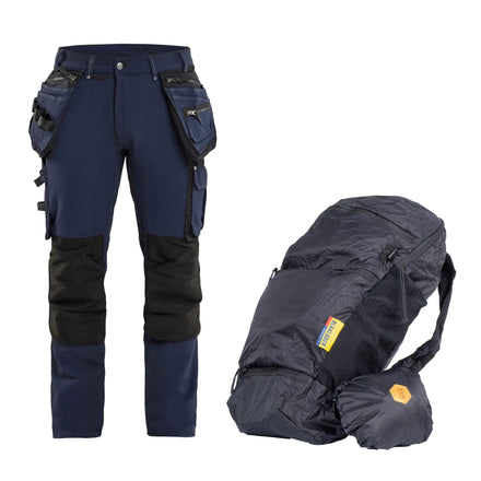 Blaklader Bundle: 1998 Dark Navy/Black Craftsman Trousers 4-Way Stretch X1900 + Free Backpack