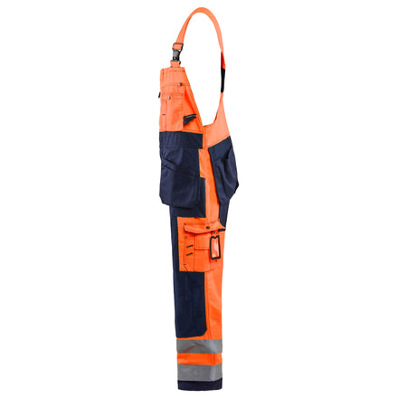 Blaklader 2603 Hi Vis Bib Overalls Hi Vis Orange Navy Blue Left