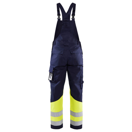 Blaklader 2607 Navy Blue/Hi-Vis Yellow Arc Flash & Fire Retardant Multinorm Class 1 Bib Trousers