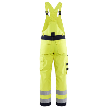 Blaklader 2608 Multinorm Bib Trousers Hi Vis Yellow Navy Blue Back