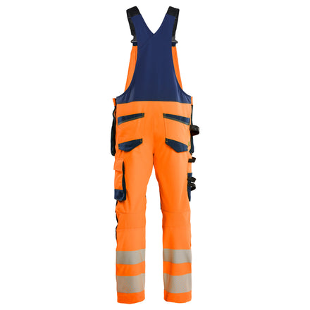 Blaklader 2626 Hi Vis Bib Overalls 4 Way Stretch Hi Vis Orange Navy Blue Back