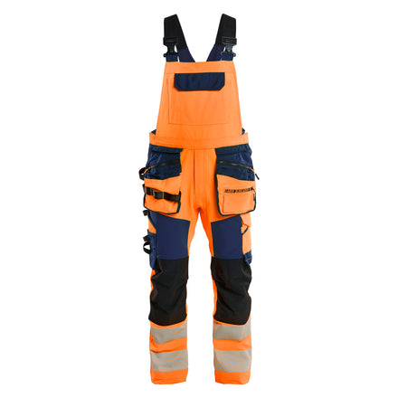 Blaklader 2626 Hi Vis Bib Overalls 4 Way Stretch Hi Vis Orange Navy Blue Main