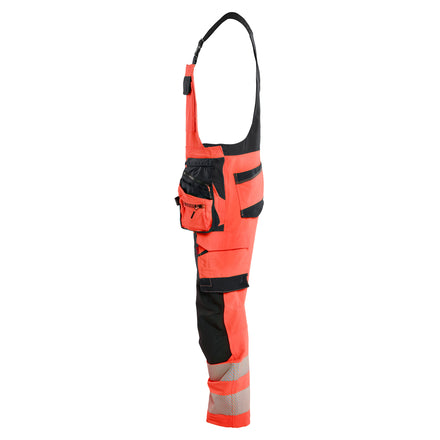 Blaklader 2626 Hi Vis Bib Overalls 4 Way Stretch Hi Vis Red Black Left
