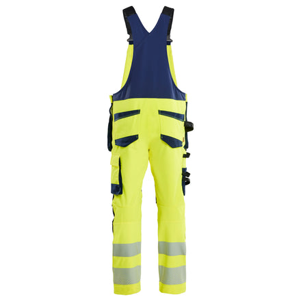 Blaklader 2626 Hi Vis Bib Overalls 4 Way Stretch Hi Vis Yellow Navy Blue Back