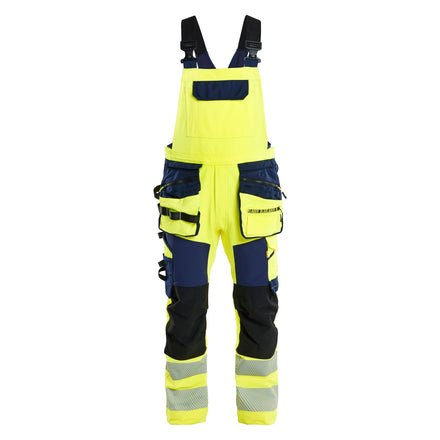 Blaklader 2626 Hi Vis Bib Overalls 4 Way Stretch Hi Vis Yellow Navy Blue Main
