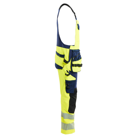 Blaklader 2626 Hi Vis Bib Overalls 4 Way Stretch Hi Vis Yellow Navy Blue Right