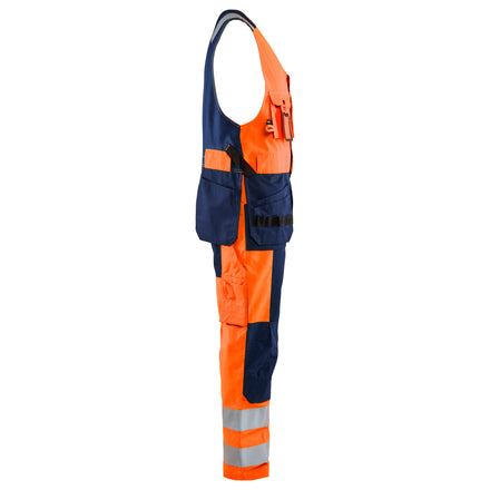 Blaklader 2653 Hi Vis Sleeveless Overall Hi Vis Orange Navy Blue Right